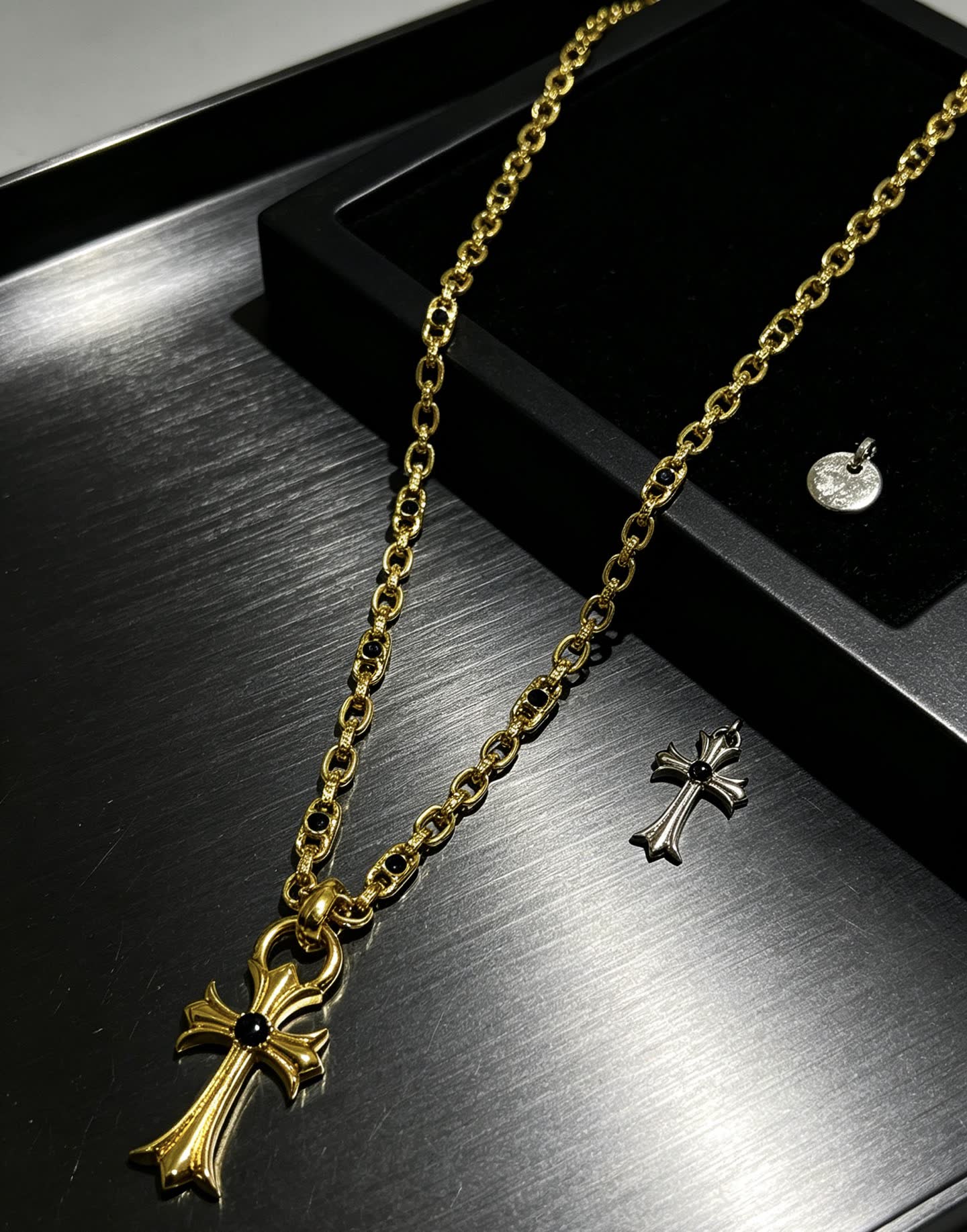 Chrome Hearts Gold Cross Pendant Necklace